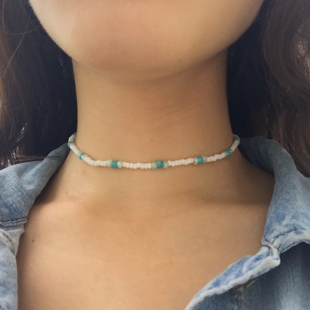 Boho Blue Choker Necklace - Picture 2 of 3